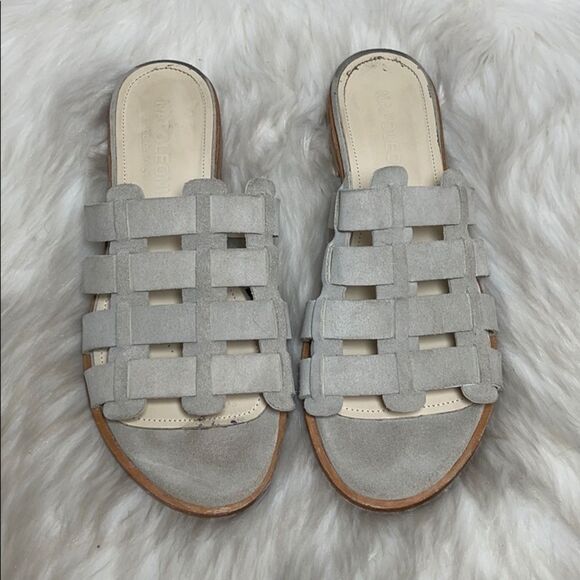 Napoleoni Tan SuedeWoven Cage Slides Sz 38/8 - Picture 2 of 6